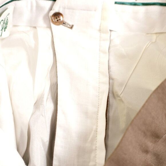 Greg Peters Wool Dress Pants 34/28 NO BELT LOOPS Beige Pleated High Rise Cuffed - Picture 7 of 7